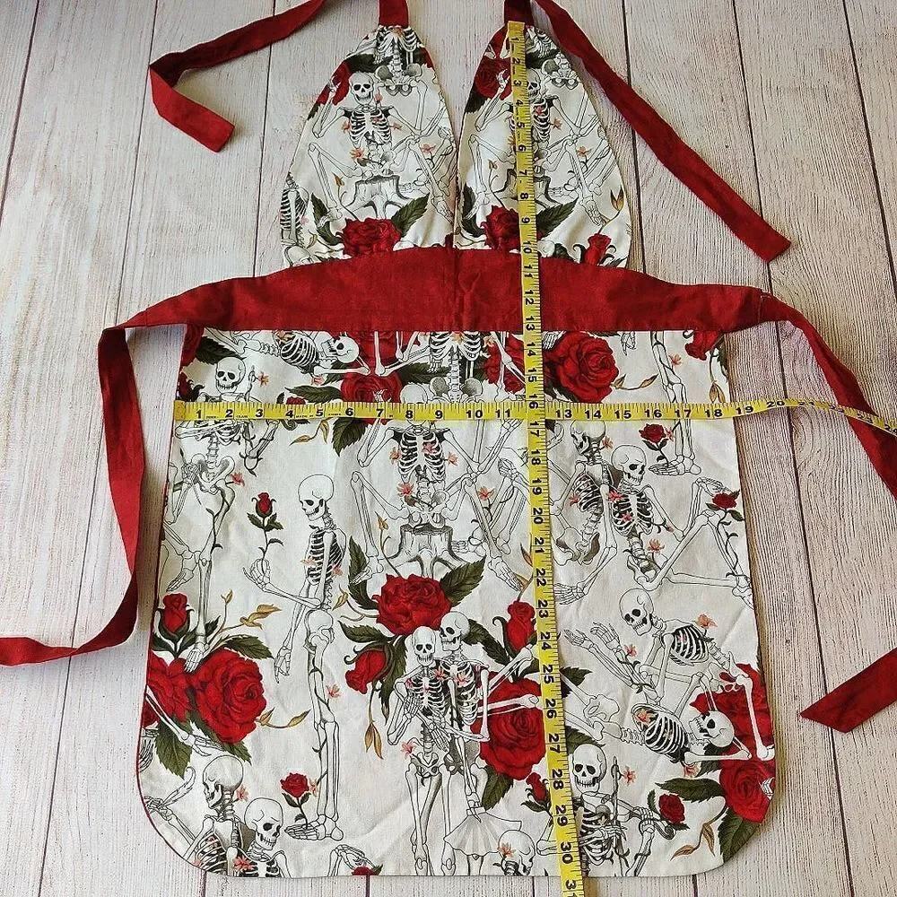 Skeletons and Roses Retro Hostess Apron